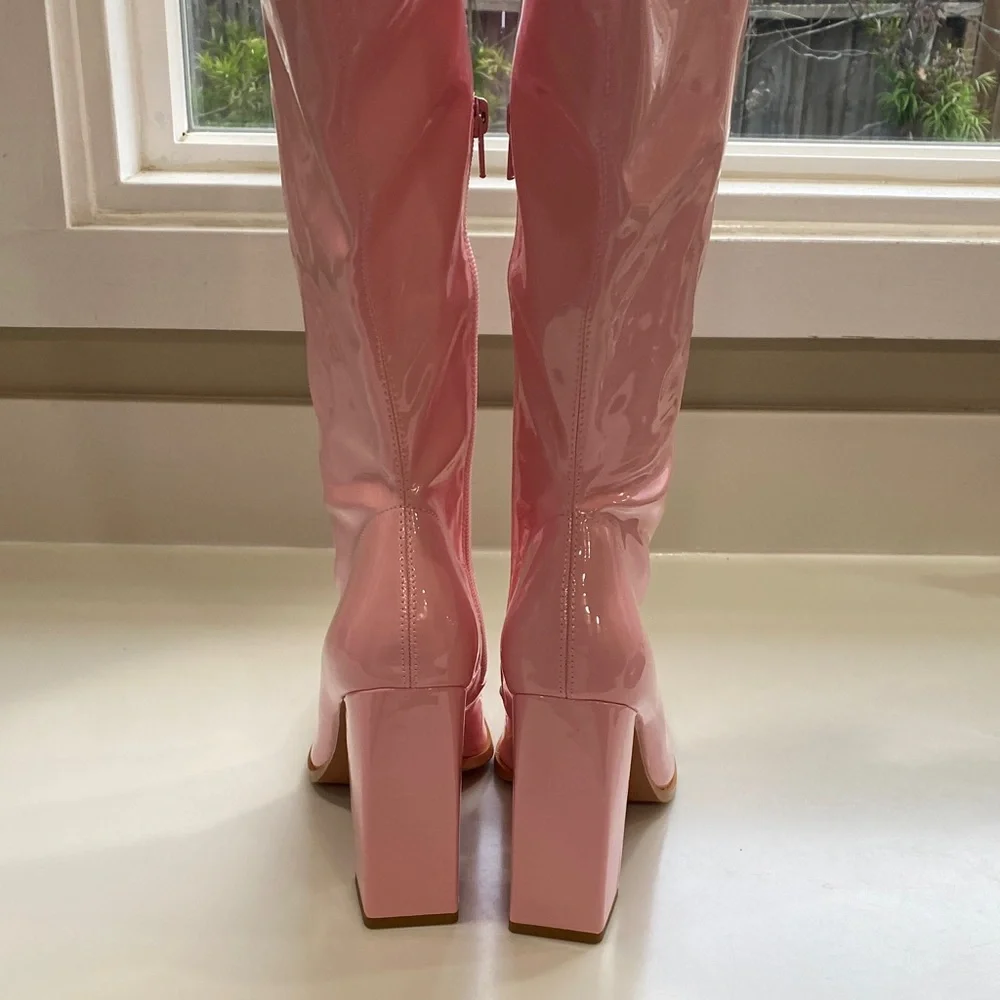 New Mixx Shuz Patent Light Pink Mayra Boots Size 9 - Picture 10 of 13